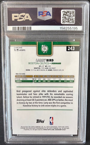 Larry Bird 2025 Topps Chrome Green Card #243 PSA 7 Auto 10 54/99-Powers Sports Memorabilia