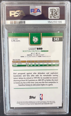 Larry Bird 2025 Topps Chrome Green Card #243 PSA 9 Auto 10 32/99-Powers Sports Memorabilia
