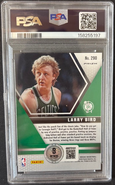 Larry Bird 2019 Panini Mosaic Green Card #290 PSA 8 Auto 9-Powers Sports Memorabilia