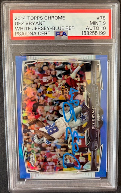 Dez Bryant 2014 Topps Chrome Blue Card #78 PSA 9 Auto 10 101/199-Powers Sports Memorabilia