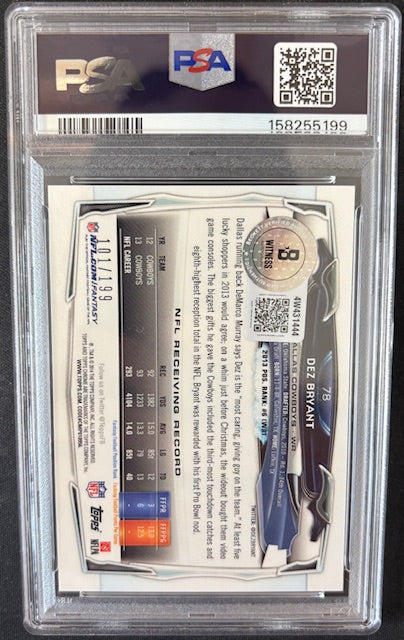 Dez Bryant 2014 Topps Chrome Blue Card #78 PSA 9 Auto 10 101/199-Powers Sports Memorabilia