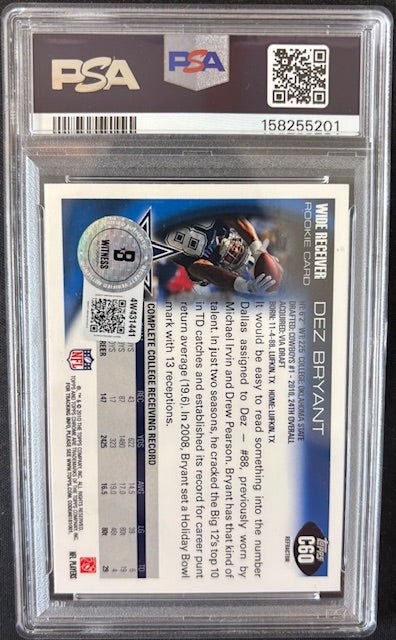 Dez Bryant 2010 Topps Chrome Refractor RC Rookie Card #C60 PSA 8 Auto 10-Powers Sports Memorabilia