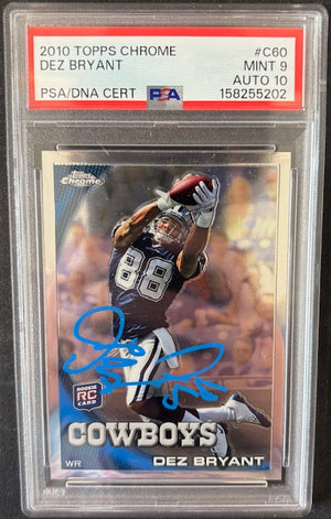 Dez Bryant 2010 Topps Chrome RC Rookie Card #C60 PSA 9 Auto 10-Powers Sports Memorabilia