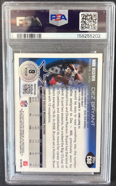 Dez Bryant 2010 Topps Chrome RC Rookie Card #C60 PSA 9 Auto 10-Powers Sports Memorabilia