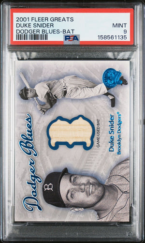 Duke Snider 2001 Fleer Greats Dodger Blues Game-Used Bat Relic Brooklyn Dodgers Baseball Card Graded PSA 9 Cert #158561135-Powers Sports Memorabilia