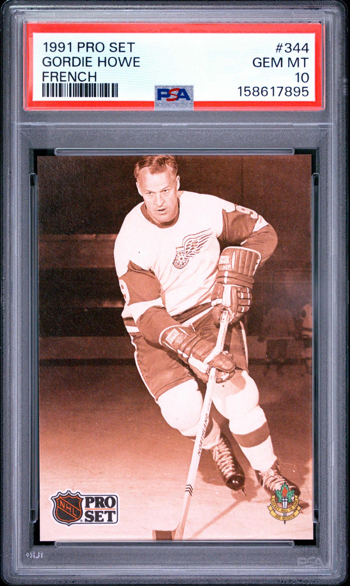 Gordie Howe 1991 Pro Set French Red Wings Card #344 PSA 10-Powers Sports Memorabilia