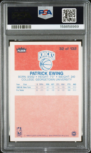 Patrick Ewing 1986 Fleer RC Rookie Card #32 PSA 7 Auto 10-Powers Sports Memorabilia