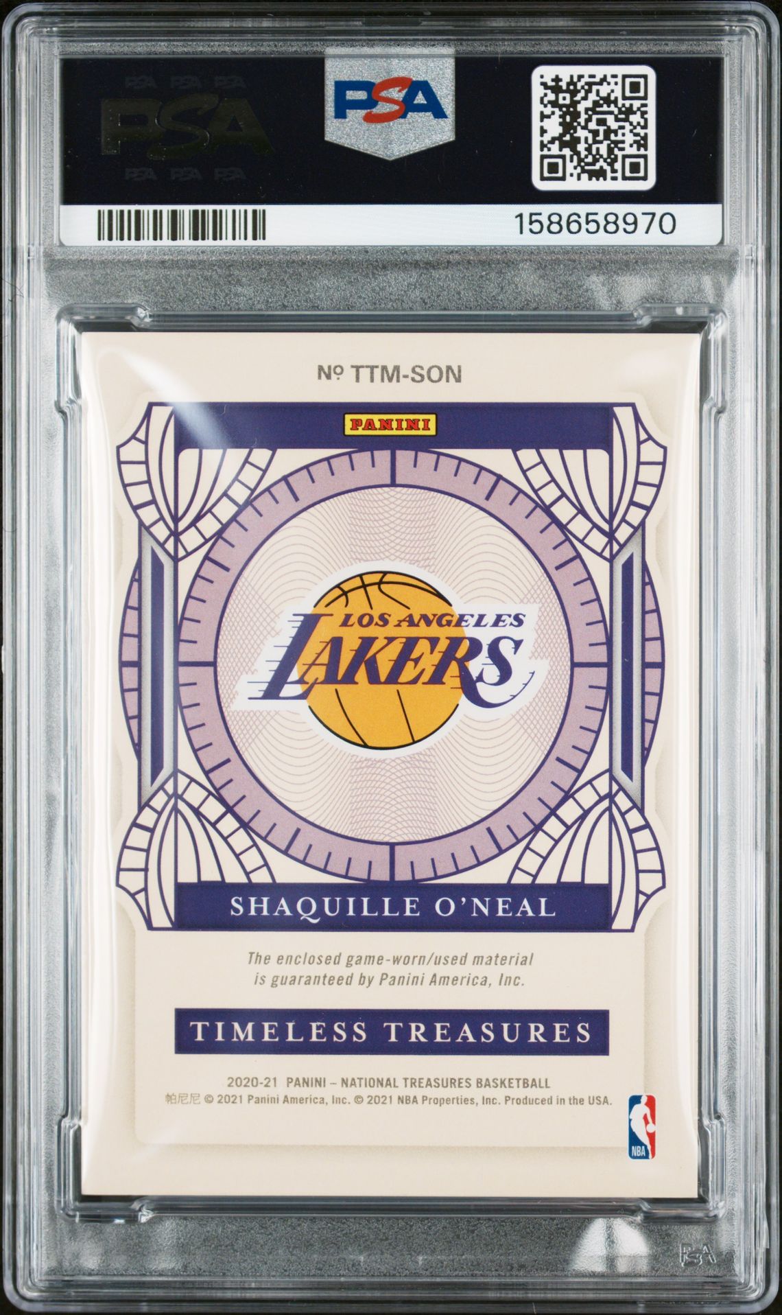 Shaquille O'Neal 2020 National Treasures Card PSA 8 Auto 10 12/99