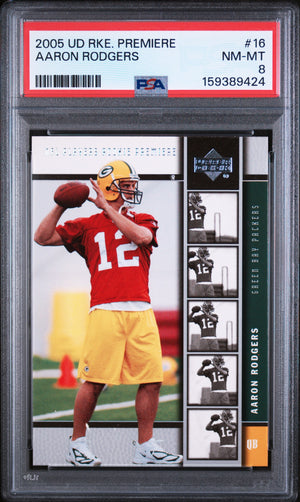 Aaron Rodgers 2005 Upper Deck Rookie Premiere Card #16 PSA 8
