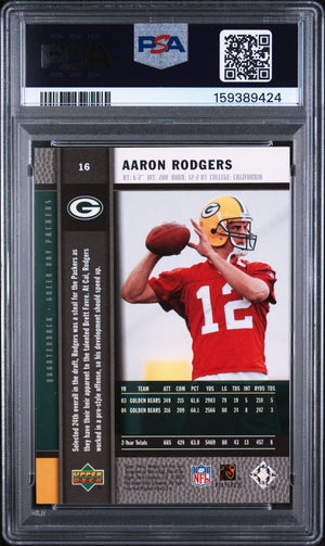 Aaron Rodgers 2005 Upper Deck Rookie Premiere Card #16 PSA 8