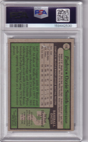 Ozzie Smith 1979 Topps Padres Rookie Card #116 PSA 4