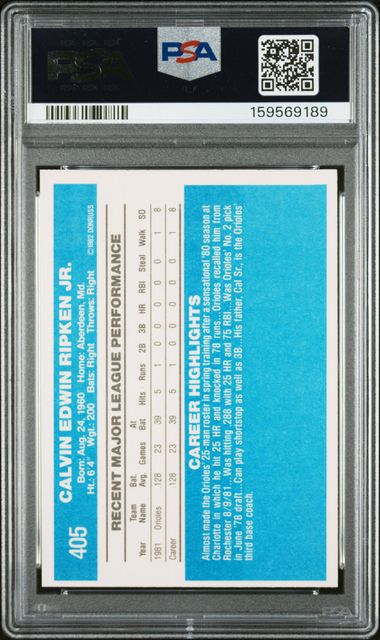 Cal Ripken Jr. 1982 Donruss Orioles Rookie Card #405 PSA 5