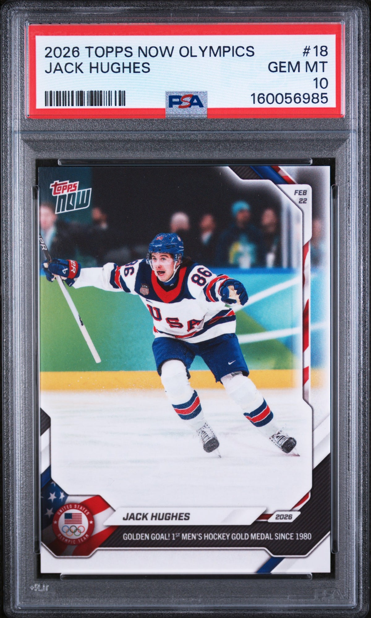 Jack Hughes 2026 Topps Now Olympics USA Card #18 PSA 10
