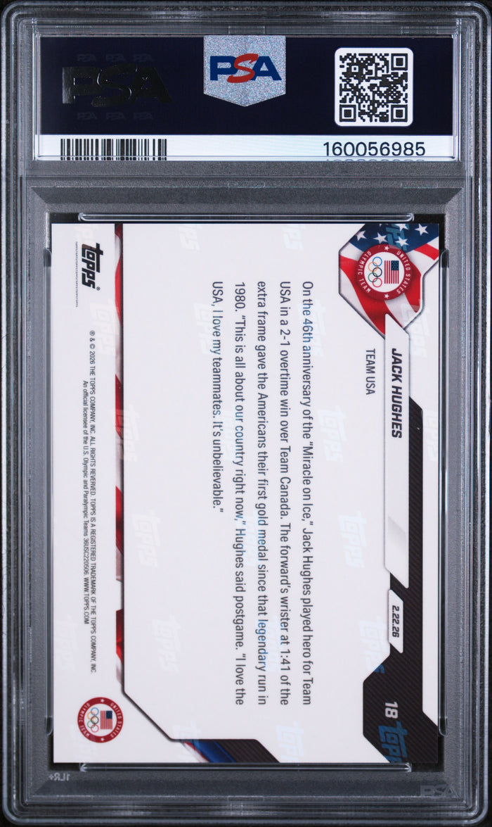 Jack Hughes 2026 Topps Now Olympics USA Card #18 PSA 10