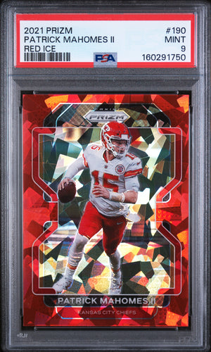 Patrick Mahomes II 2021 Panini Prizm Red Ice Card #190 PSA 9