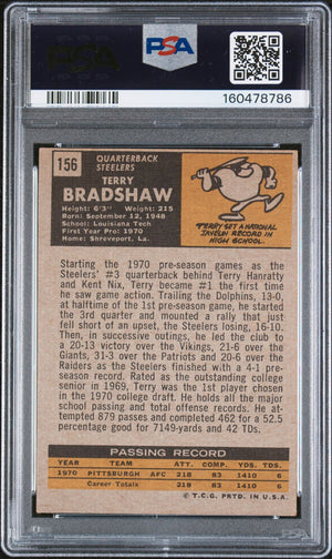 Terry Bradshaw 1971 Topps RC Rookie Card #156 PSA 3 Auto 10