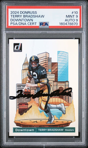 Terry Bradshaw 2024 Donruss Downtown Card #10 PSA 9 Auto 9