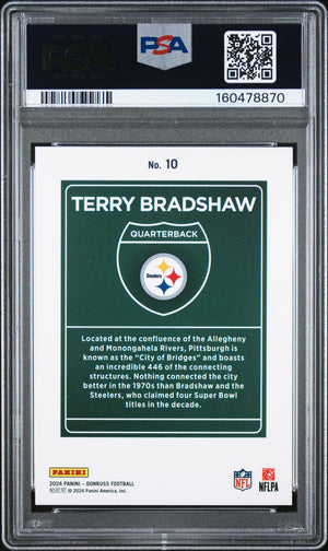 Terry Bradshaw 2024 Donruss Downtown Card #10 PSA 9 Auto 9