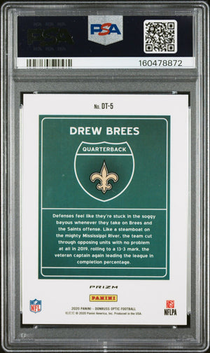 Drew Brees 2020 Panini Donruss Optic Downtown Card #DT5 PSA 8 Auto 8