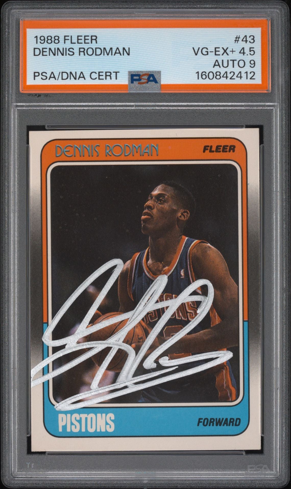 Dennis Rodman 1988 Fleer Rookie Card #43 PSA 4.5 Auto 9 Cert #160842412-Powers Sports Memorabilia
