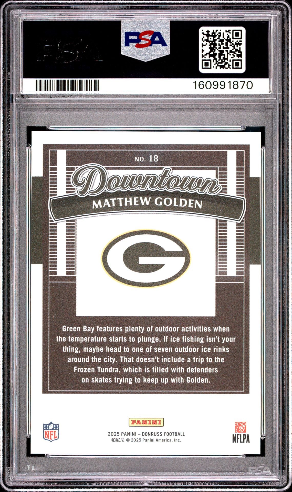 Matthew Golden 2025 Donruss Downtown Green Bay Packers Football RC Rookie Card #18 Graded PSA 10 Cert #160991870