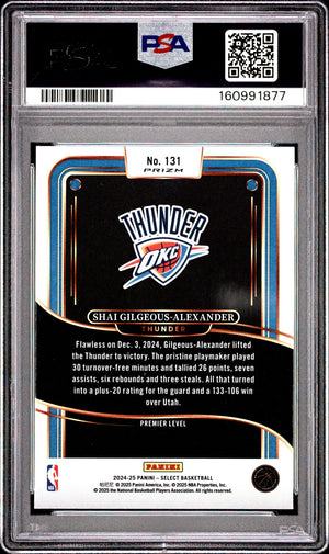 Shai Gilgeous-Alexander 2024 Select Blue Prizm Oklahoma City Thunder Basketball Card #131 Graded PSA 9 Cert #160991877