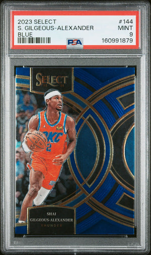 Shai Gilgeous-Alexander 2023 Select Blue Oklahoma City Thunder Basketball Card #144 Graded PSA 9 Cert #160991879