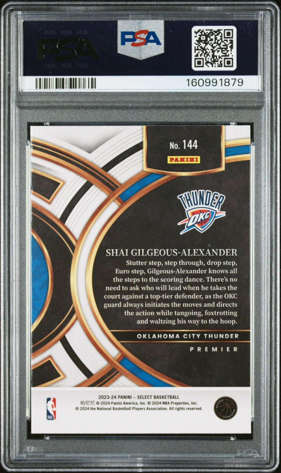 Shai Gilgeous-Alexander 2023 Select Blue Oklahoma City Thunder Basketball Card #144 Graded PSA 9 Cert #160991879