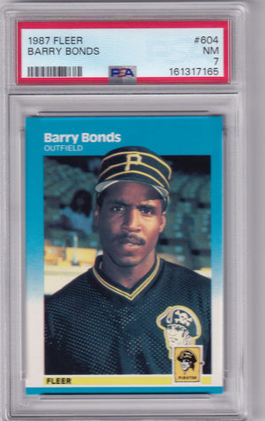 Barry Bonds 1987 Fleer Pirates Baseball Card #604 PSA 7