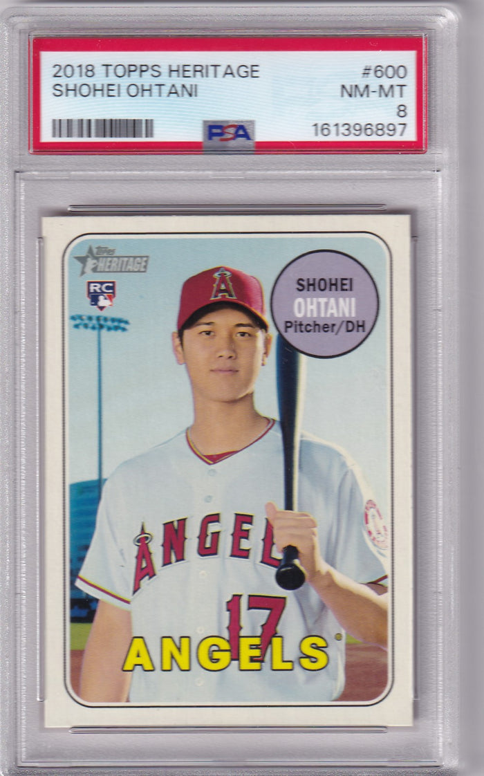 Shohei Ohtani 2018 Topps Heritage Rookie Card #600 PSA 8-Powers Sports Memorabilia