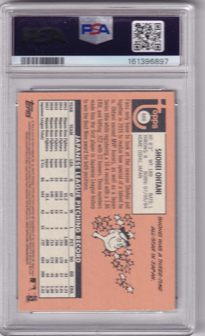 Shohei Ohtani 2018 Topps Heritage Rookie Card #600 PSA 8-Powers Sports Memorabilia