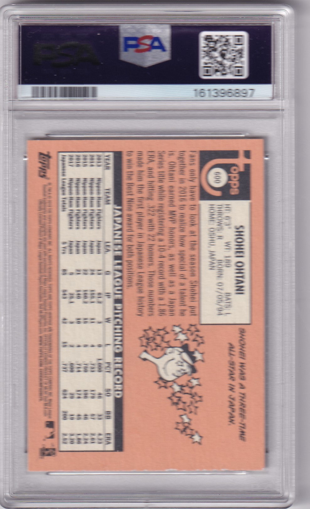 Shohei Ohtani 2018 Topps Heritage Rookie Card #600 PSA 8