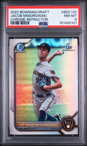 Jacob Misiorowski 2022 Bowman Chrome Refractor Rookie Card #BDC132 PSA 8-Powers Sports Memorabilia