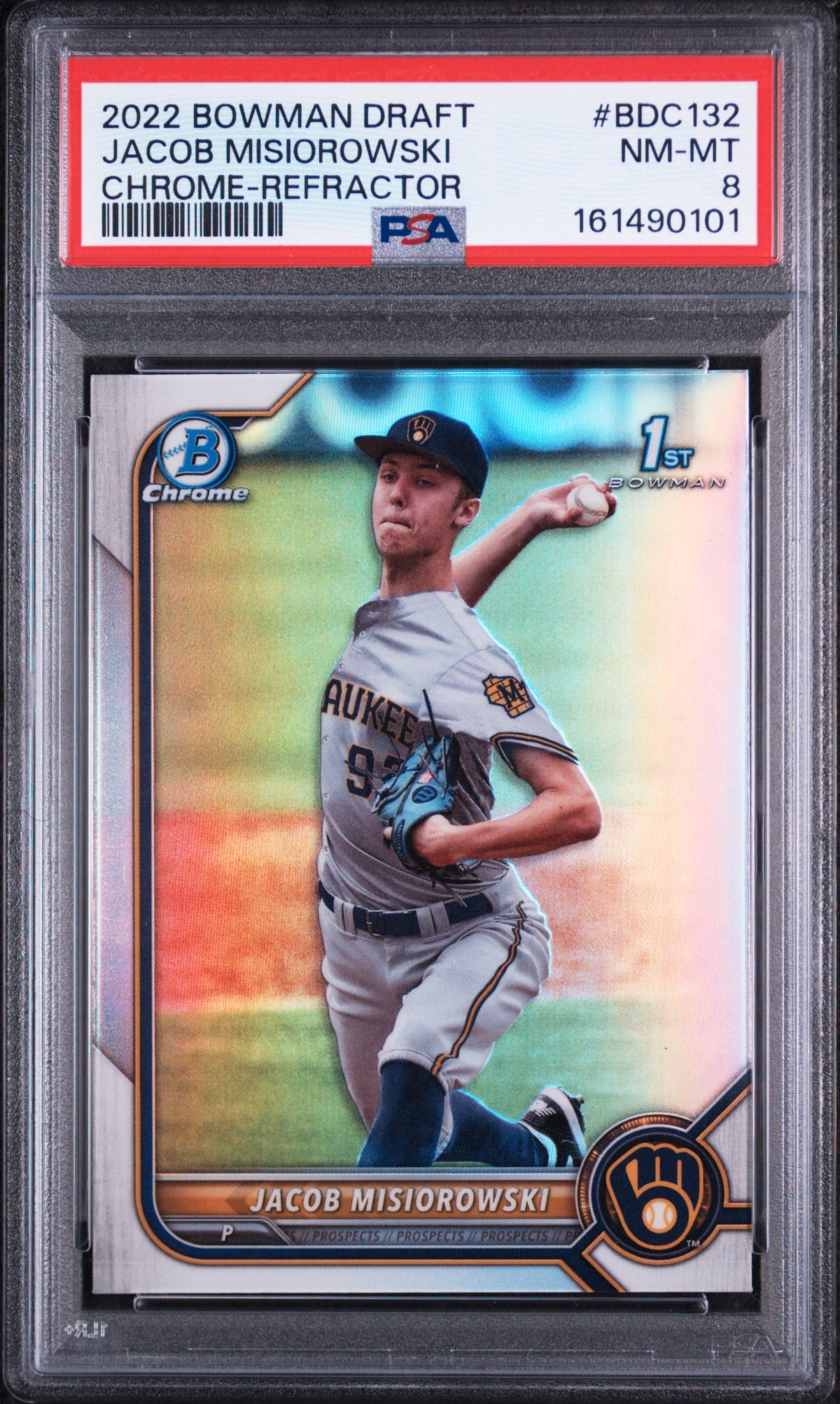 Jacob Misiorowski 2022 Bowman Chrome Refractor Rookie Card #BDC132 PSA 8