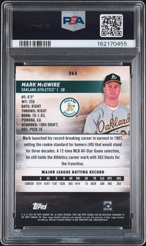 Mark McGwire 2024 Stadium Club Chrome Green Refractor Card #263 PSA Auto 55