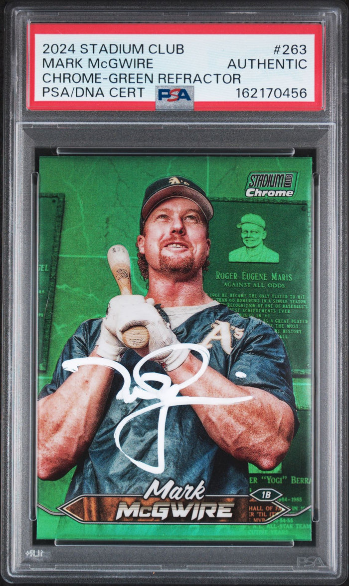 Mark McGwire 2024 Stadium Club Chrome Green Refractor Card #263 PSA Auto 56-Powers Sports Memorabilia
