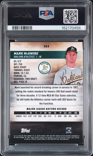 Mark McGwire 2024 Stadium Club Chrome Green Refractor Card #263 PSA Auto 56