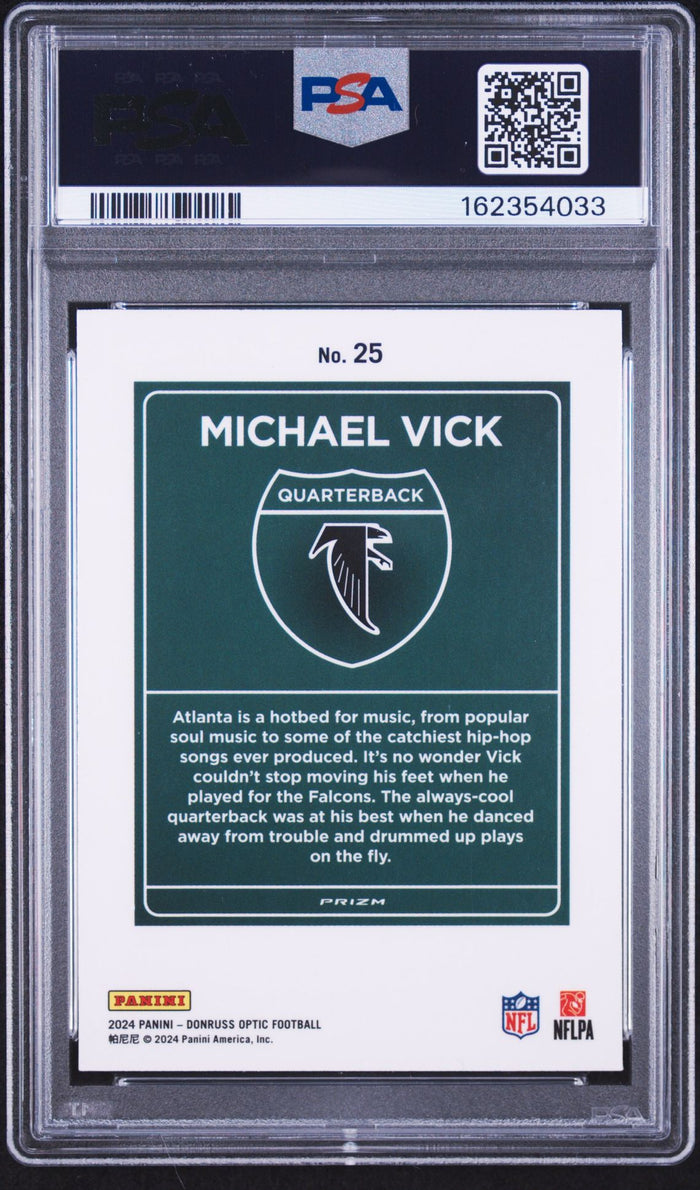 Michael Vick 2024 Donruss Optic Downtown Card #25 PSA 8 Auto-Powers Sports Memorabilia