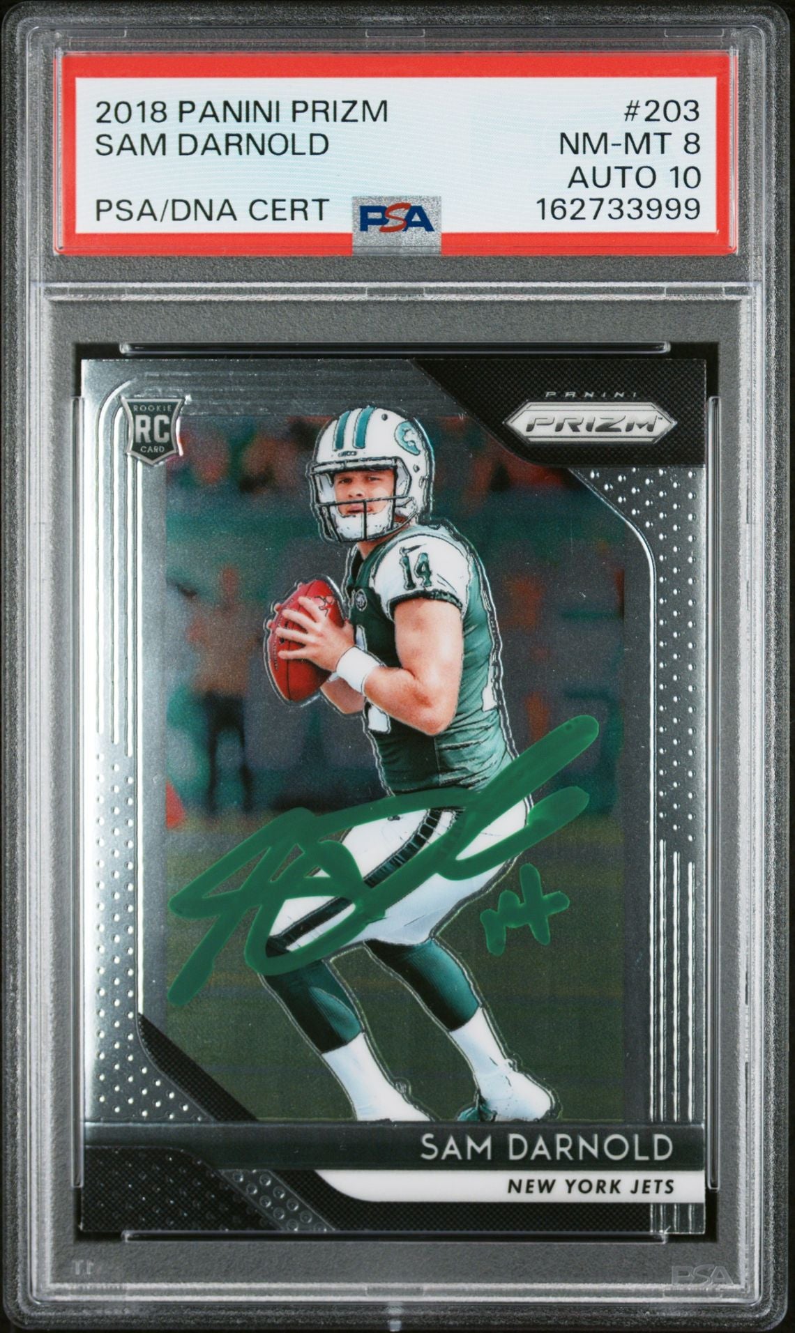 Sam Darnold 2018 Panini Prizm Rookie Card #203 PSA 8 Auto 10 162733999-Powers Sports Memorabilia