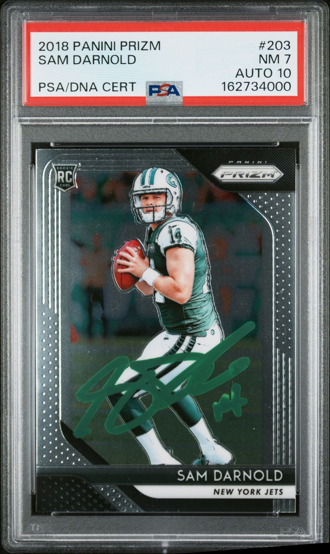 Sam Darnold 2018 Panini Prizm Rookie Card #203 PSA 7 Auto 10 162734000-Powers Sports Memorabilia