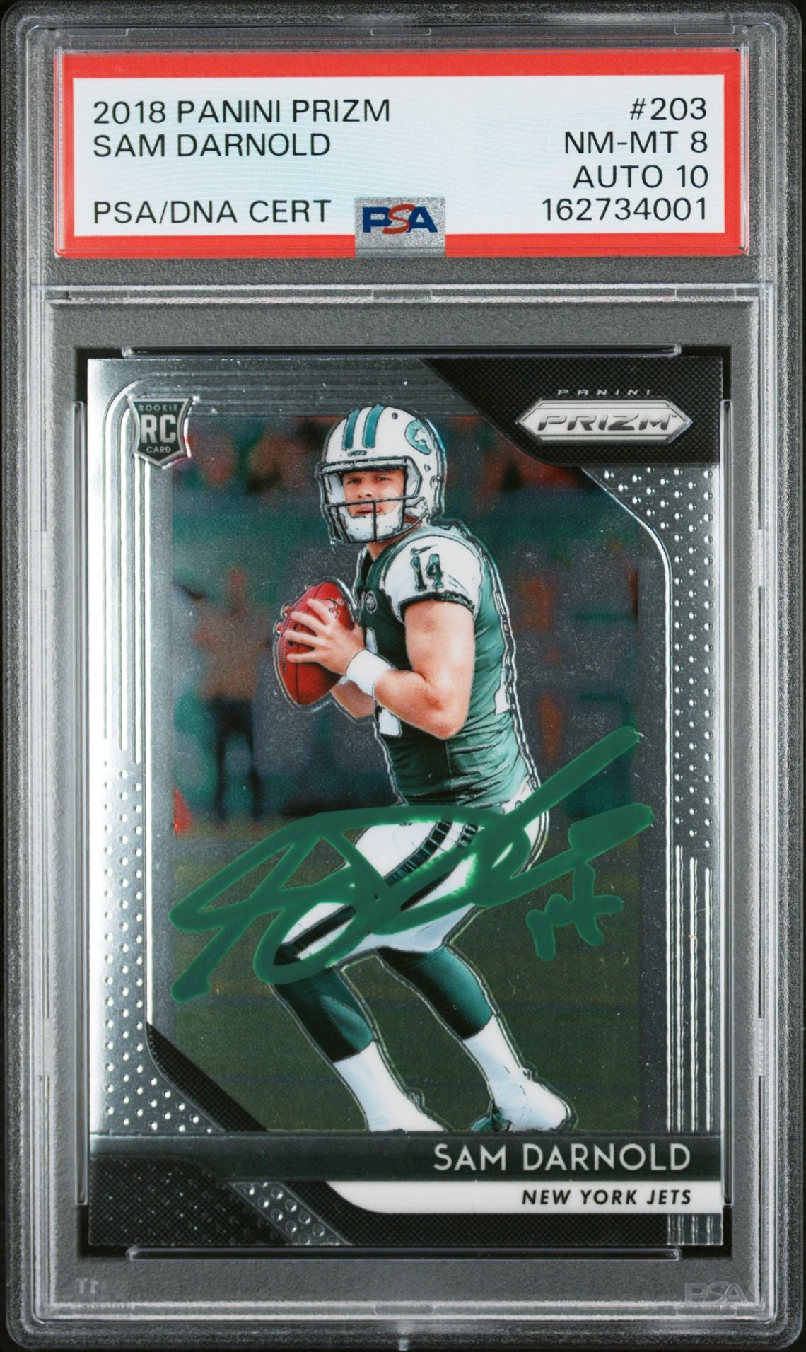 Sam Darnold 2018 Panini Prizm Rookie Card #203 PSA 8 Auto 10 162734001-Powers Sports Memorabilia