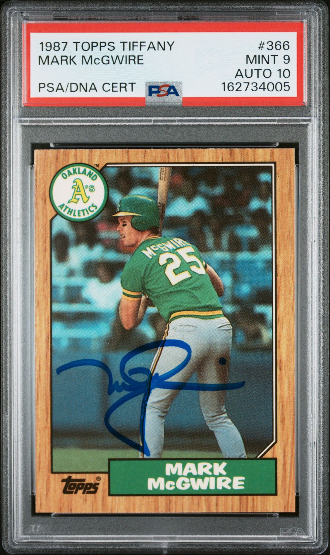 Mark McGwire 1987 Topps Tiffany Signed Card #366 PSA 9 Auto 10 162734005-Powers Sports Memorabilia