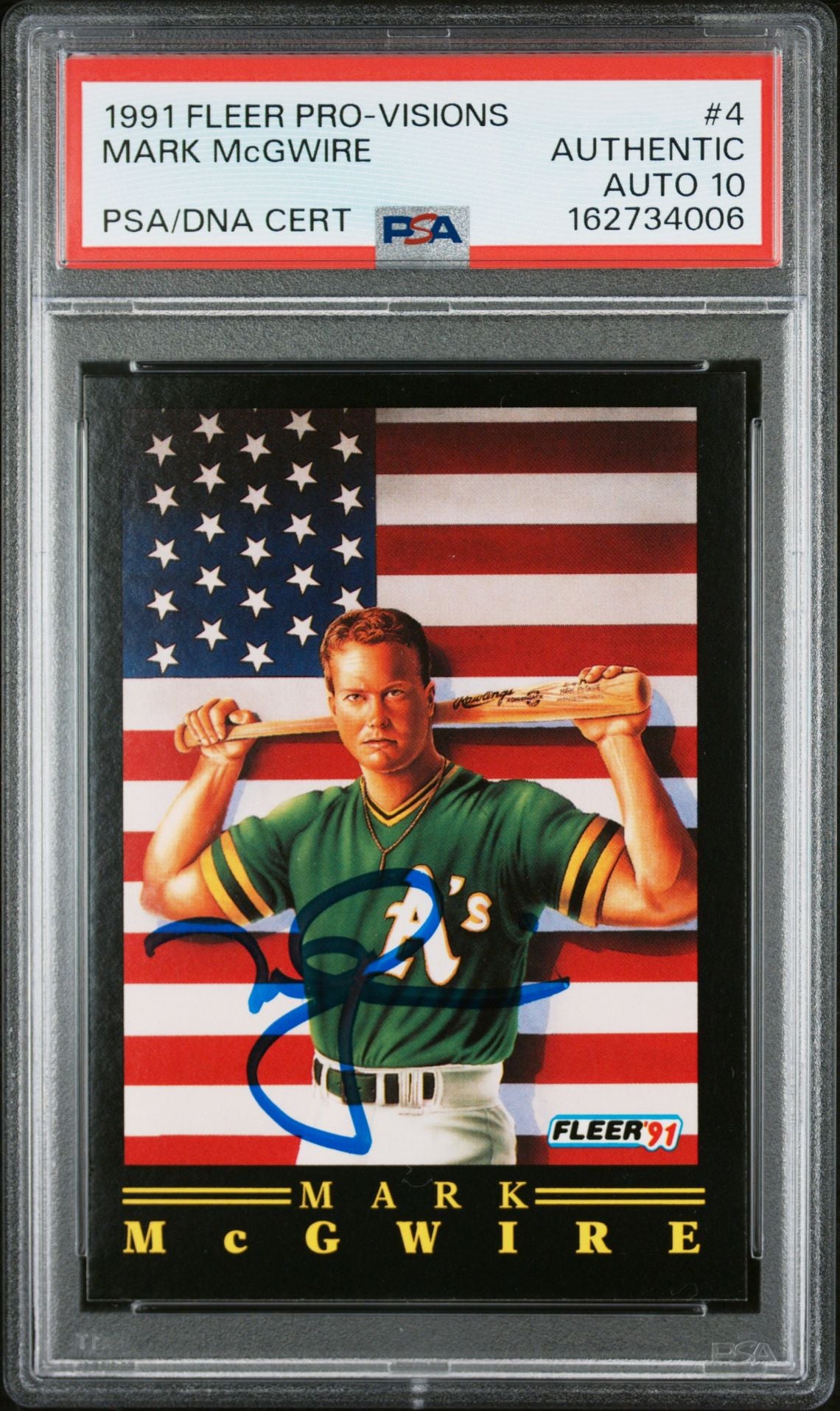 Mark McGwire 1991 Fleer Pro-Visions Card #4 PSA Authentic Auto 10 162734006-Powers Sports Memorabilia
