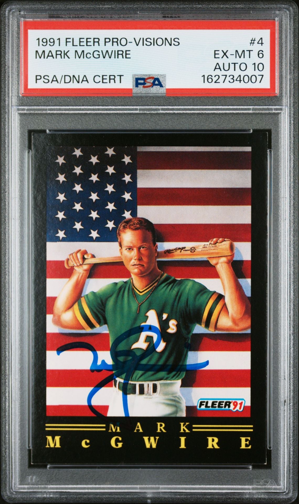 Mark McGwire 1991 Fleer Pro-Visions Signed Card #4 PSA 6 Auto 10 162734007-Powers Sports Memorabilia
