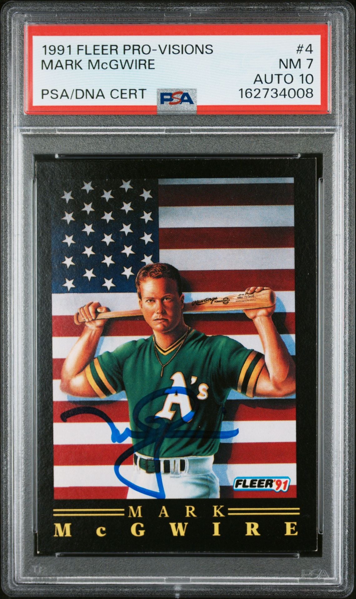 Mark McGwire 1991 Fleer Pro-Visions Signed Card #4 PSA 7 Auto 10 162734008-Powers Sports Memorabilia