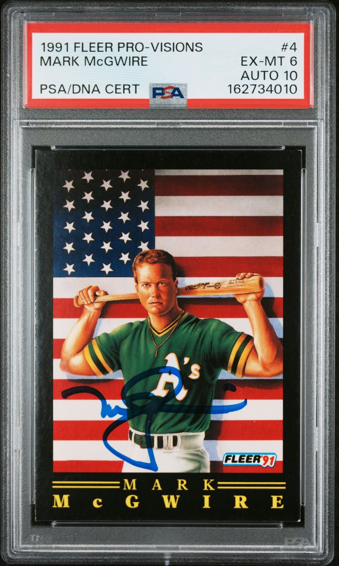 Mark McGwire 1991 Fleer Pro-Visions Signed Card #4 PSA 6 Auto 10 162734010-Powers Sports Memorabilia