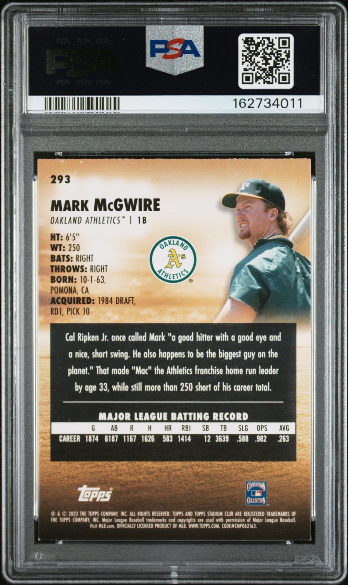 Mark McGwire 2023 Topps Stadium Club Sepia Card #293 PSA 8 Auto 10 62734011-Powers Sports Memorabilia