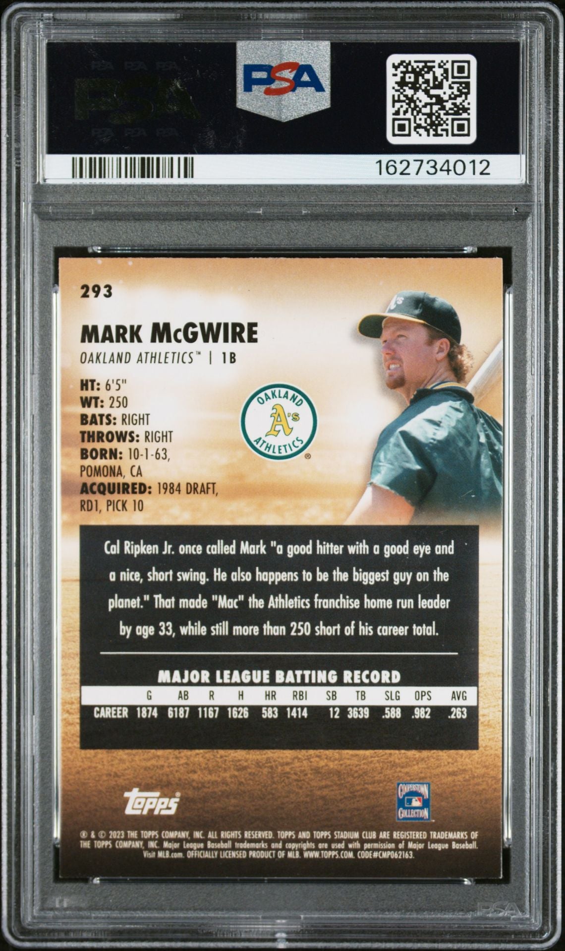 Mark McGwire 2023 Topps Stadium Club Sepia Card #293 PSA 9 Auto 10 62734012-Powers Sports Memorabilia