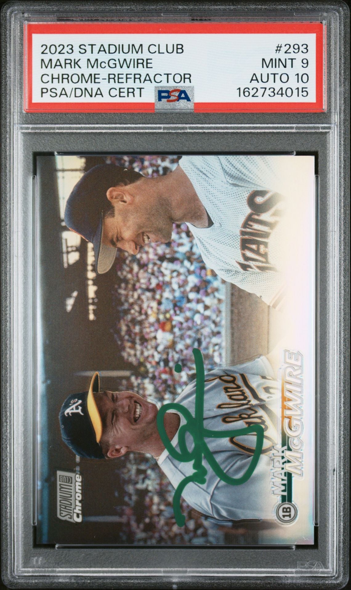 Mark McGwire 2023 Topps Stadium Club Chrome Refractor #293 PSA 9 Auto 10-Powers Sports Memorabilia