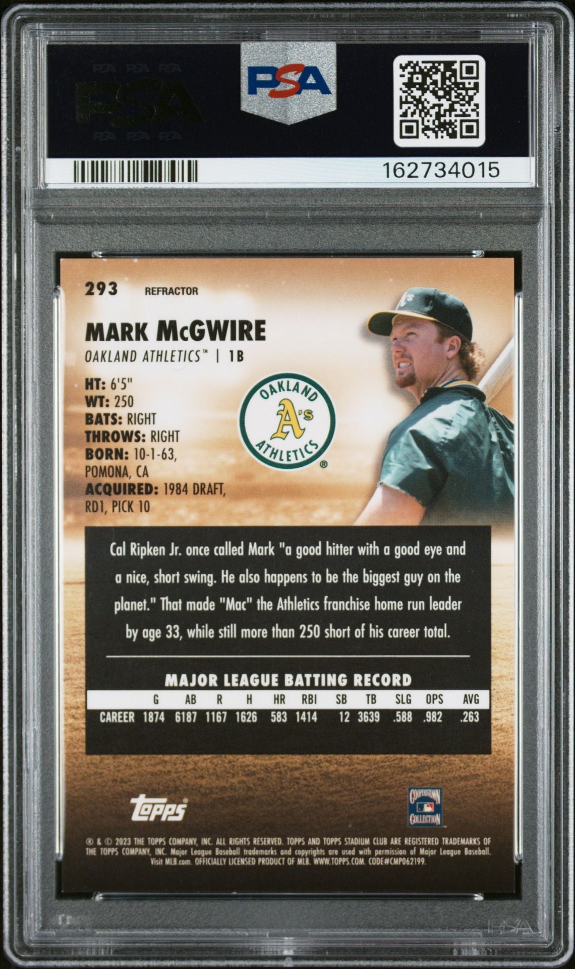Mark McGwire 2023 Topps Stadium Club Chrome Refractor #293 PSA 9 Auto 10-Powers Sports Memorabilia
